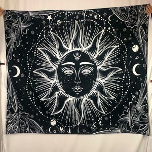 Sun Print Tapestry Bedroom Décor Art College Dorm Astrology Artwork Wall Decor